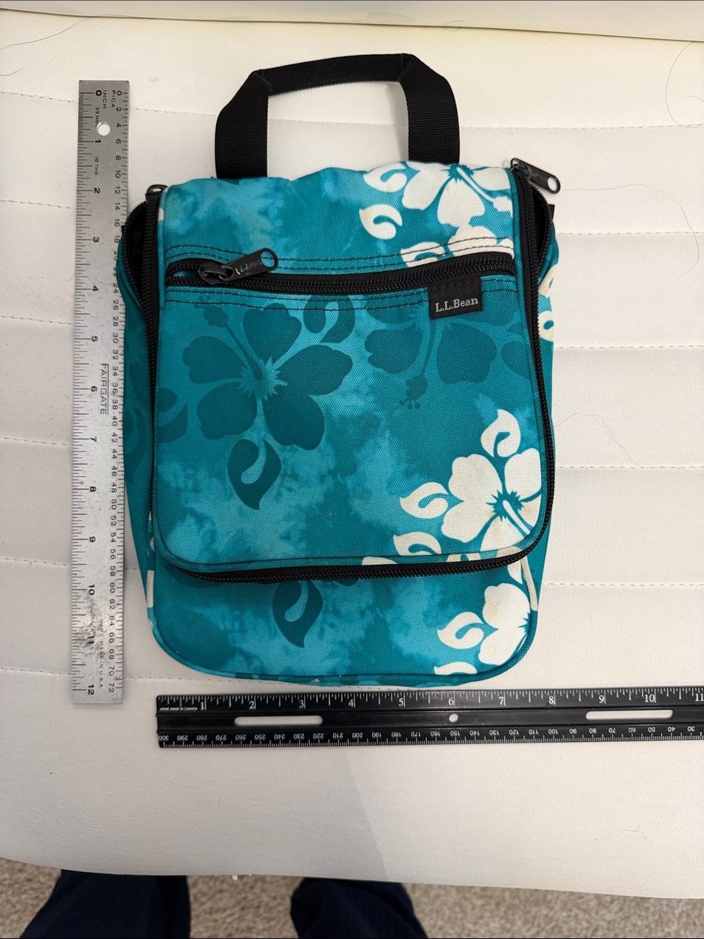 L.L. Bean Teal Floral Hanging Toiletry Bag